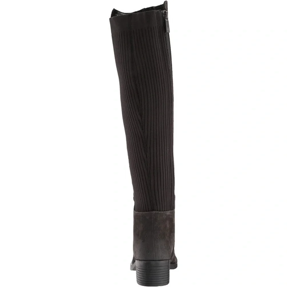 Kenneth Cole Elouise Brown Suede & Rib Knit Over The Knee High Boots